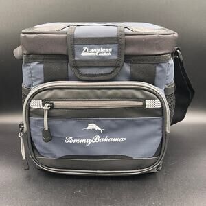 TOMMY BAHAMA Zipperless Lunch Cooler Bag 9 Cans Deep Freeze - Navy and Black